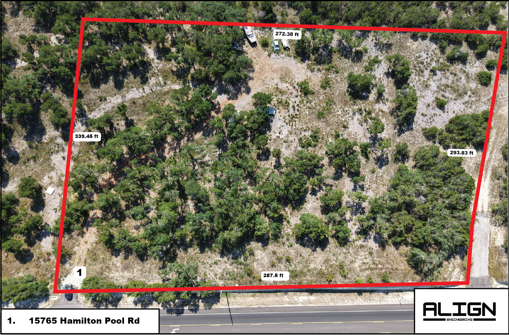 Drone scan of Hamilton Pool Road